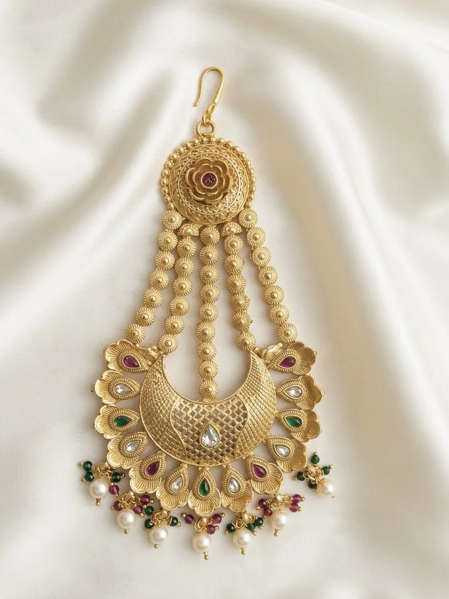 Antique-Gold Passa with Ruby & Green Stones
