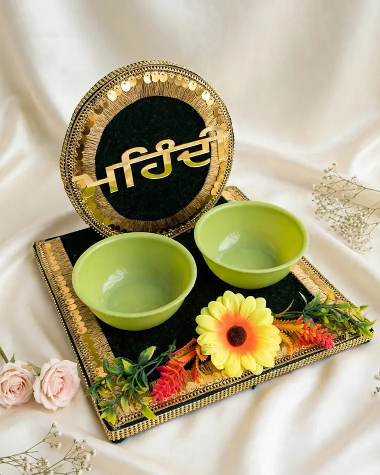 Mehndi haldi ceremony platter at Patiala Fashion Calgary